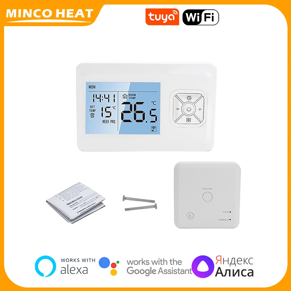 

Беспроводной термостат Minco Heat 3A/16A Tuya WiFi для газового котла и водяного теплого пола с голосовым управлением