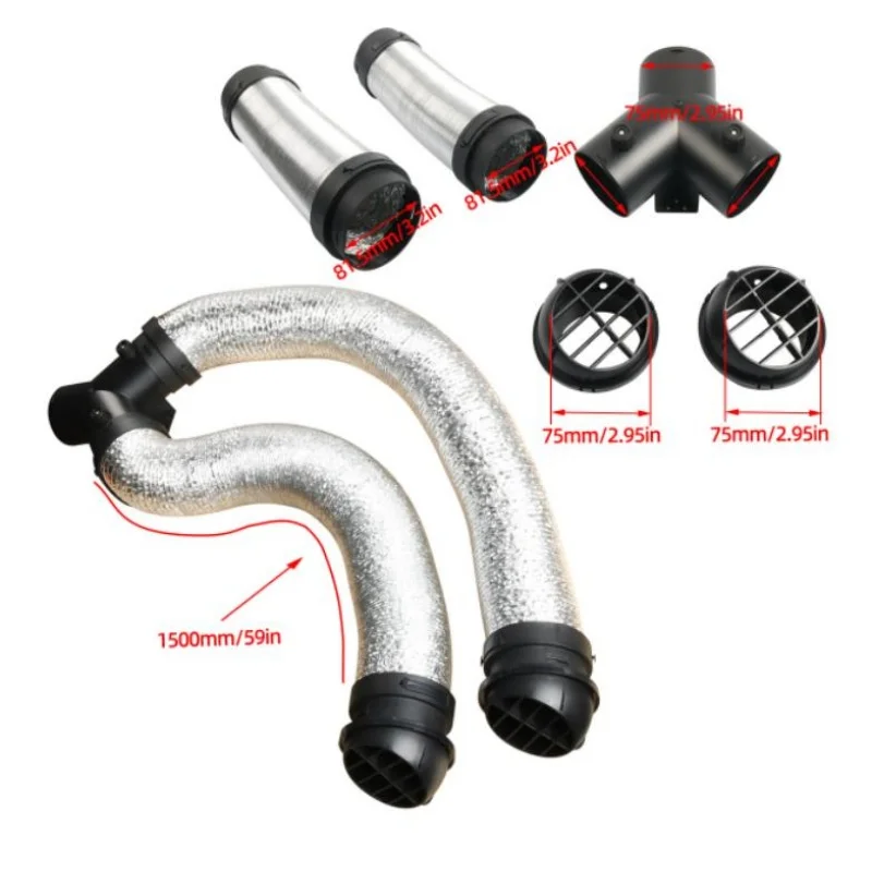 ISURE MARINE 75mm Diesel Heater Air Duct Set RV Warm Air Duct Y-Shaped Three-Way Air Outlet Suitable For RV Camping Trailers