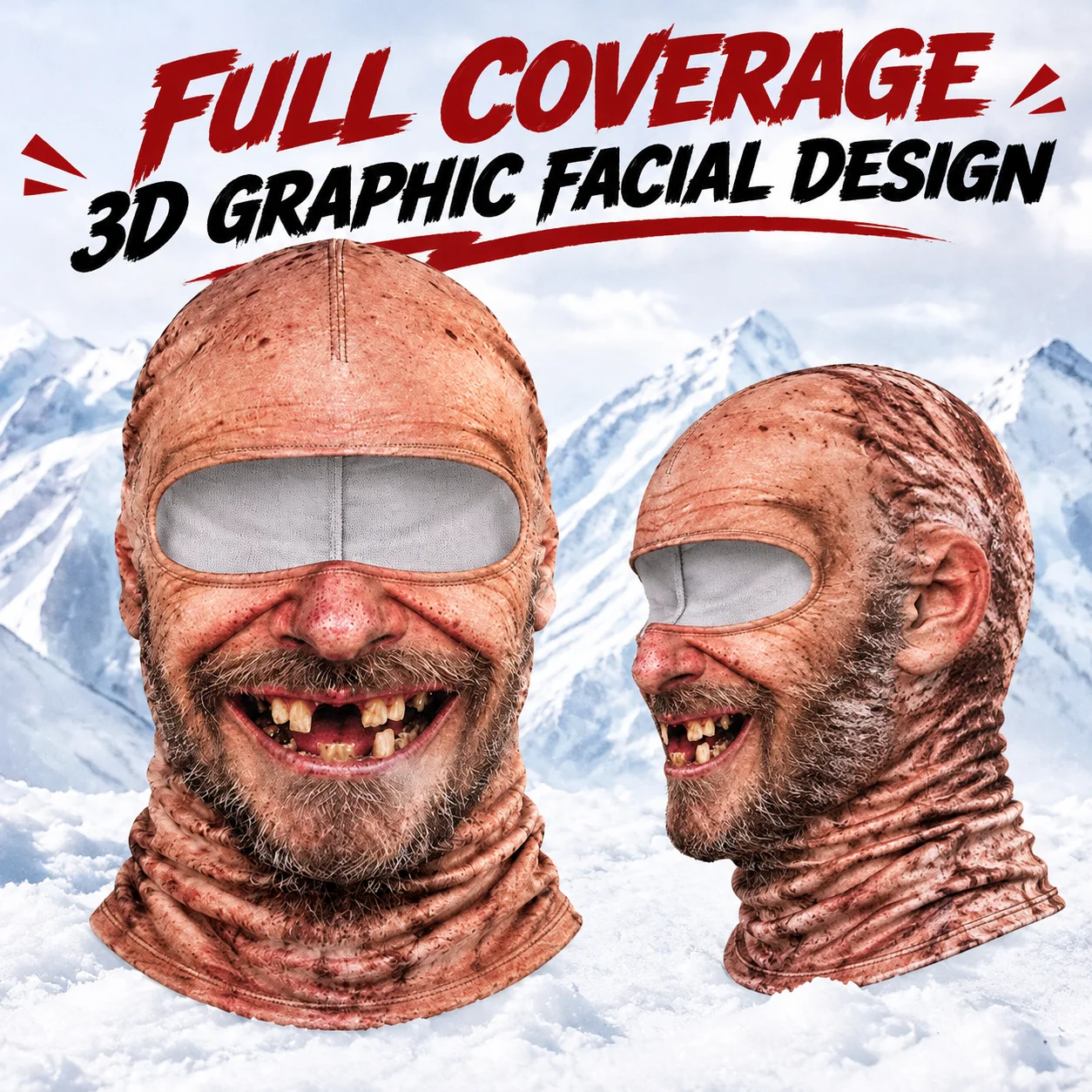 Funny Old Man Ski Mask Realistic Face Winter 3D Printed Full Face Mask for Skiing Snowboarding Outdoor Sports Party Prank Gift
