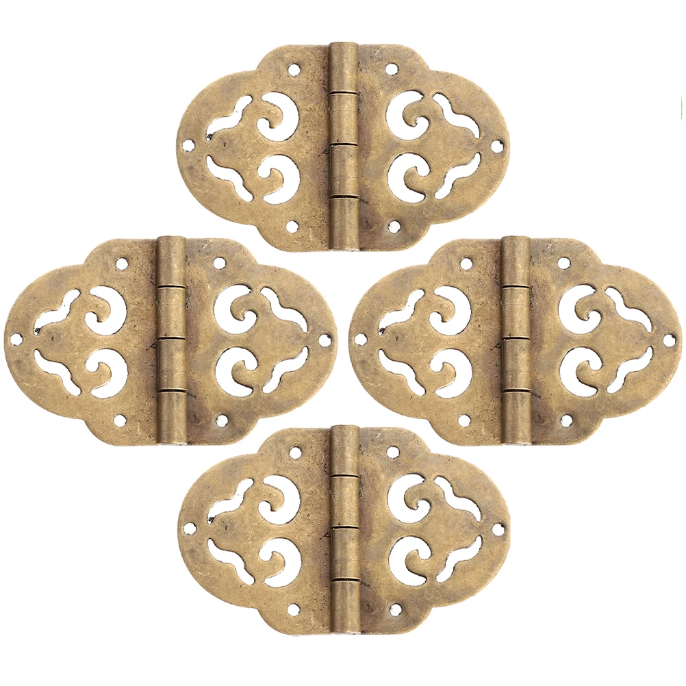 

4 Pcs Copper Hinges Small Size Durable Mini Hinges for Wooden Box Jewelry Case Cabinet Crafts Not Rust DAMAGE Detailed
