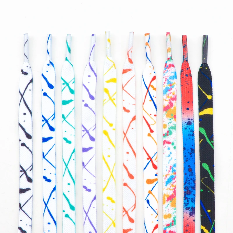 New Canvas Casual Tennis Shoes Shoelace Splash Ink Shoelaces for Sneakers Colorful Flat Shoe Laces for Women Men 120/140/160CM