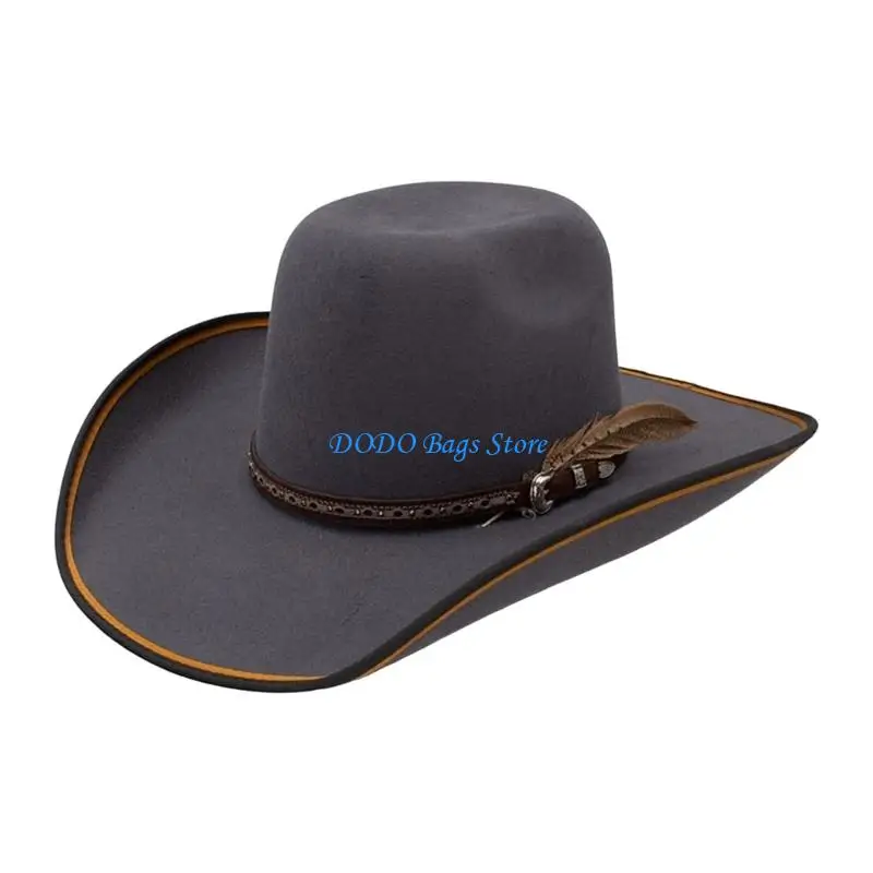 

Wool Felts Cowboy Hats Western Styles Costume Hat Practical Warm Unisex Design for Outdoor Activity and Daily Wear