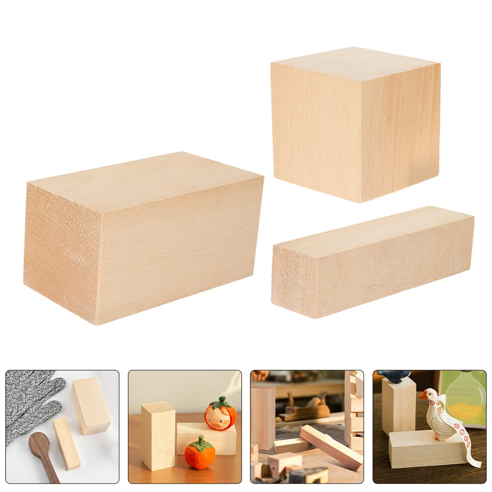 

6Pcs Natural Basswood Wood Blocks Unfinished Rectangles for DIY Craft Painting Carving Home Decoration Projects