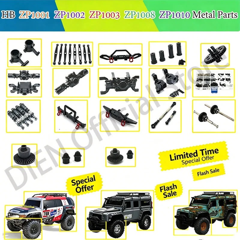 HB Toys ZP1001 ZP1002 ZP1003 ZP1004 ZP1005 ZP1008 8pcs Metal Chassis Suspension Link Rod Tie Rod 1/10 RC Car Upgrade Parts