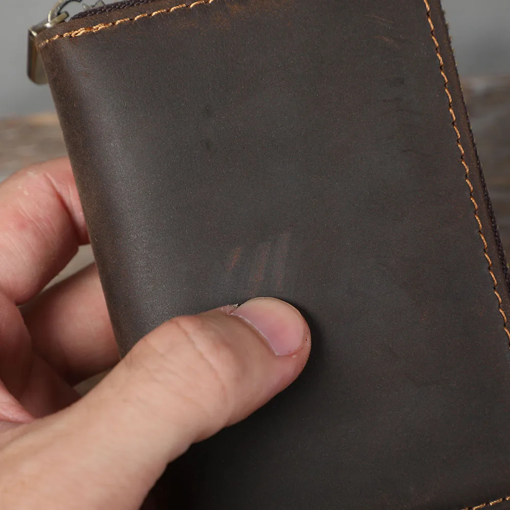 S.WORKER Klassischer Echtleder-Multikartenhalter für Herren, kompaktes Kartenetui aus Vollnarbenleder mit Kartenfächern und Münzfach – Detail 5