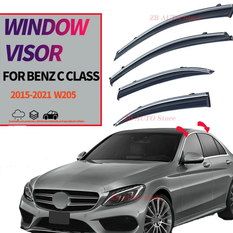 For Benz C Class W205  Window visors  Rain water prevention; Covering the sunlight; Anti fog; Snow prevention