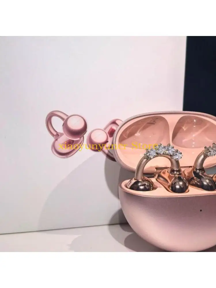 P9JB Blings Rhinestones Accessories Earbuds Suit Wireless HiFi Stereo Earphones Ear-Clip Jewelry For Girl Gift