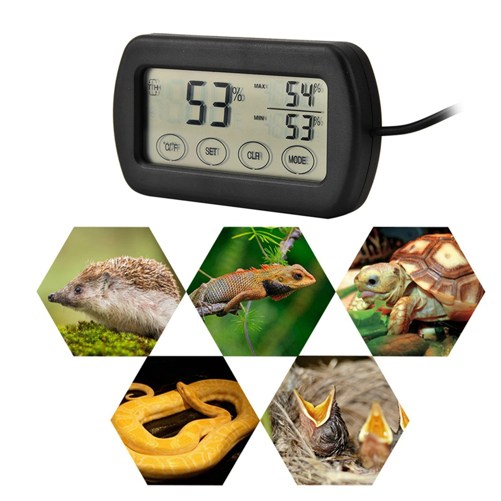 LCD Display Egg Incubator Reptile Tank Digital Thermometer Hygrometer