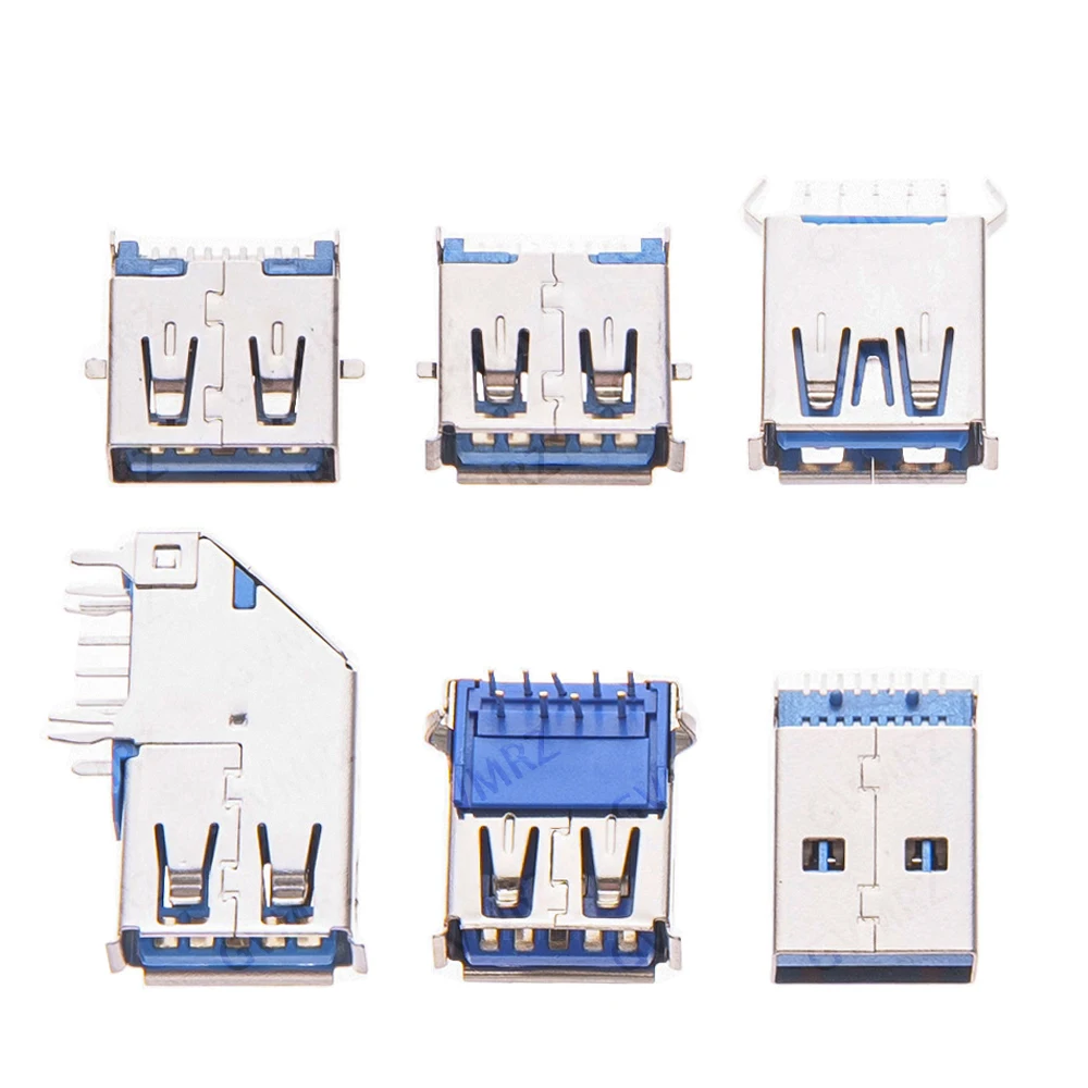 5PCS USB 3.0 USB-3.0-AF AM Type Port Male Female Solder Jacks Connector PCB Socket For USB Interface Port 90/180 degrees AM