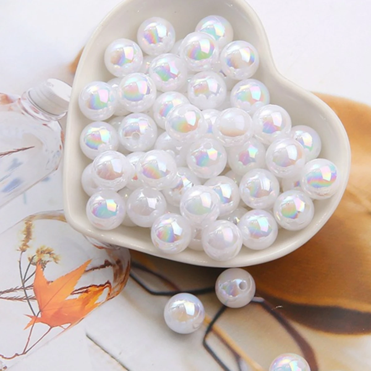 8mm 100pcs Pink Cute And Beautiful Dual AB Color, Acrylic Beads, Suitable for DIY Making Couple Bracelets, Valentine'S Day Beads - view 2
