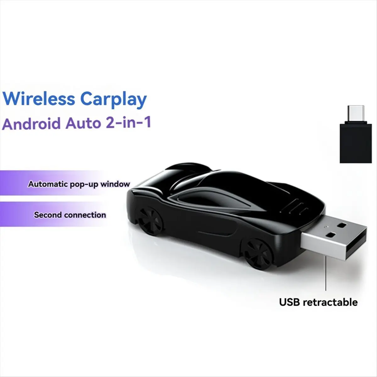 【CYBER Saturday】Wireless Carplay Android Auto Adapter 2 in 1 USB Type C Wireless Car Adapter Convert Wired Android Auto to Wirel