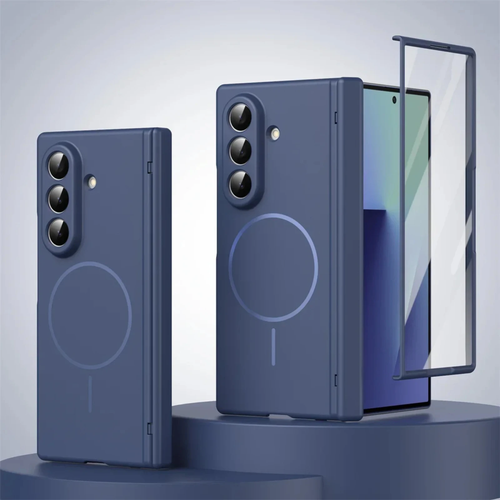 Stoßfeste, mattierte Handyhülle für Samsung Galaxy Z Fold 7 6 5 4 8 Ultra 5G mit Scharnierschutz für MagSafe magnetische Abdeckung
