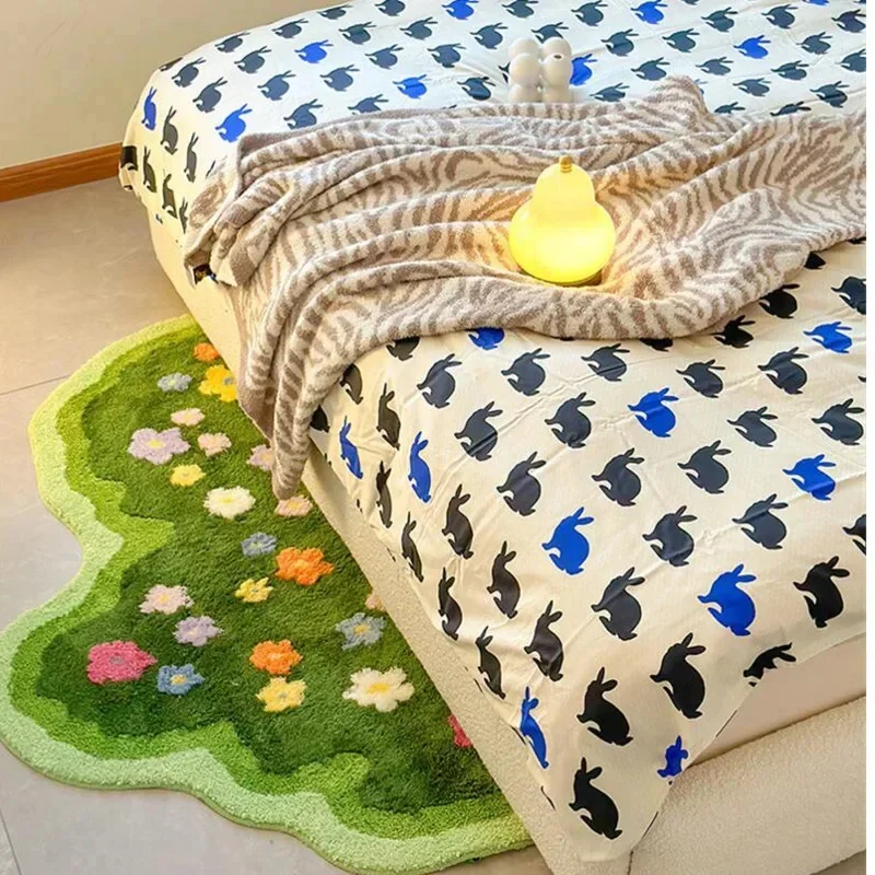 Green Moss Flower Tufting Carpet Plants 3D Flower Wavy Shape Rug Absorbent And Non-slip Bathrooms And Living Rooms Decor Carpets