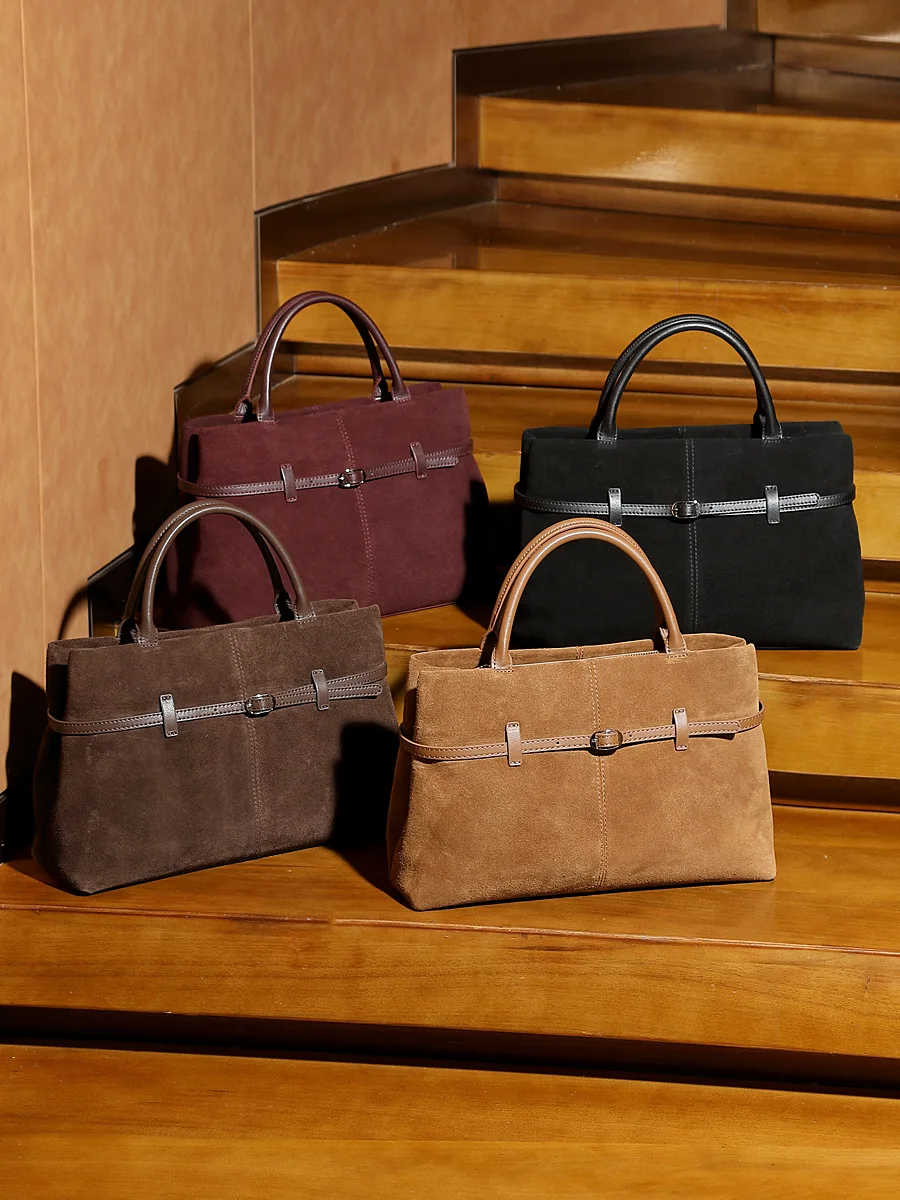 YANATARI genuine leather large capacity minimalist tote bag women Frosted leather luxury Crossbody bag handbag shoulder bag view 5