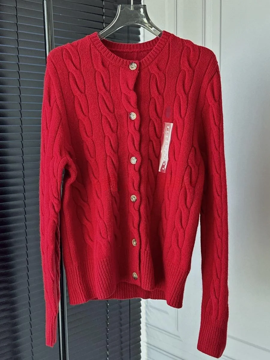 

90 Wool 0 Camere Knitted Cardigan Coat with Braided Flower Design Vintage Beau Meral Series Thi Autumn Outerwear