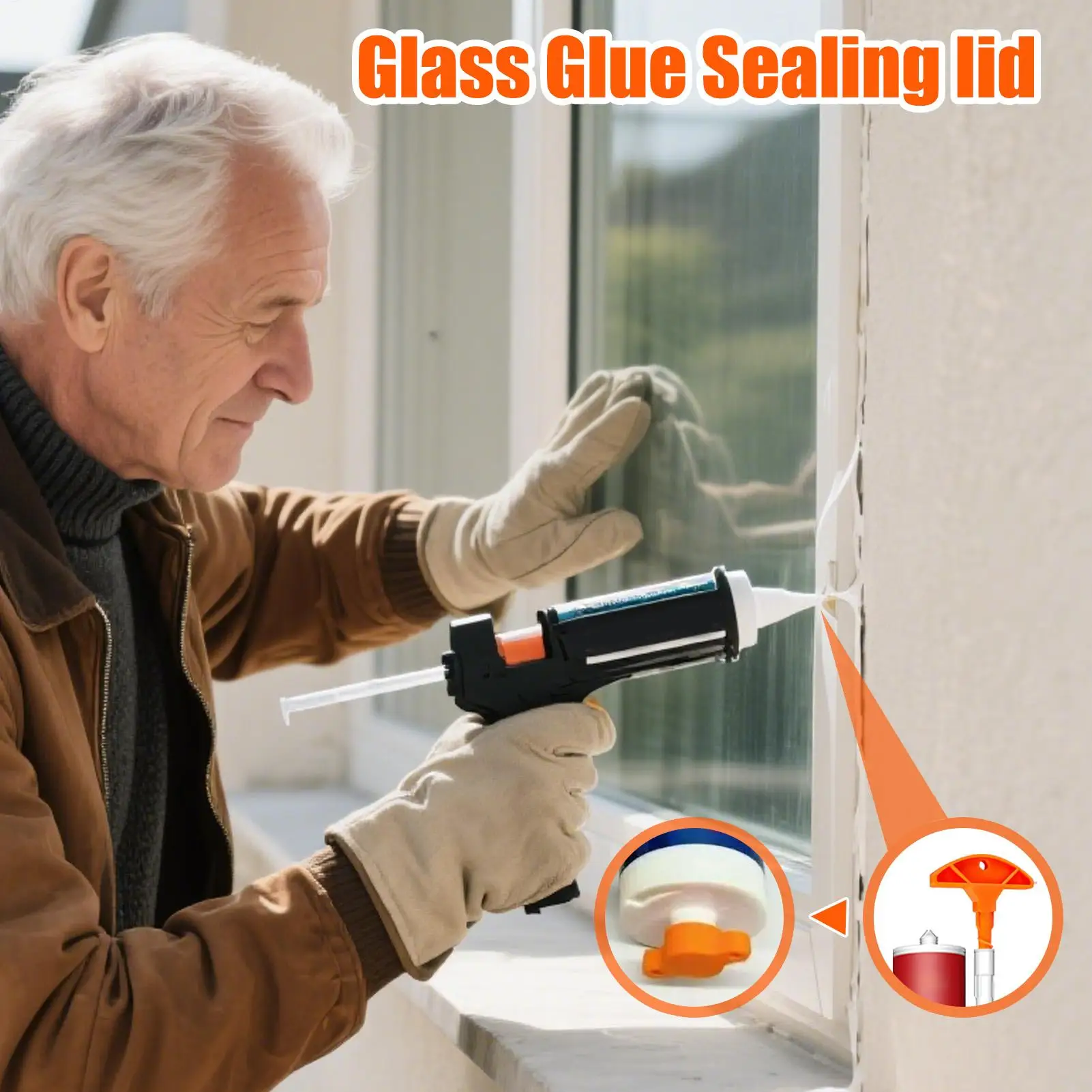 2pcs Sealant Nozzle Cleaner and Caps Prevents Drying for Glass Caulk Tubes Fits Standard Sizes Handy DIY Tool