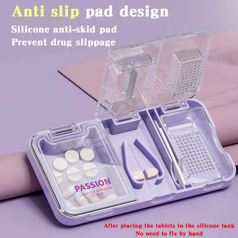 The Three-In-One Tablet Cutter Dispenser Medicine Box Grinder Is Dust-Proof And Moisture-Proof Suitable For Outdoor And Home Use