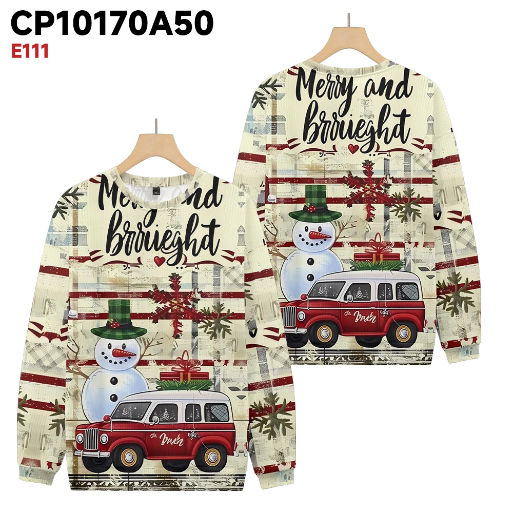 Winter snowman, Christmas car print, autumn and winter warm pullover