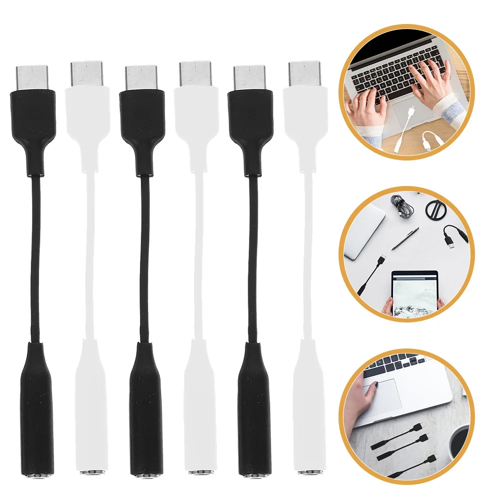 

6Pcs Type-C Earphone Adapter High Performance 35Mm Jack Stable Connection for Mobile Devices Outdoor Work Type-C to 3.5mm Audio