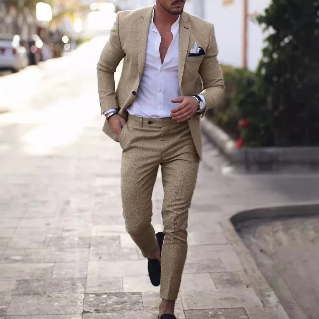 

Комплект костюма с цифровым принтом на 2 пуговицах, мужской костюм на заказ, пиджак и брюки, формальный наряд из 2 предметов