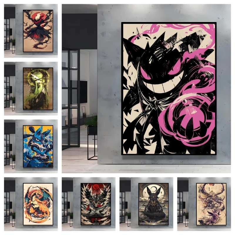 

Print on Canvas Pokemon Gengar Poster HD Printing Friends Gifts Home Room Comics Pictures Waterproof Children's Bedroom Decor