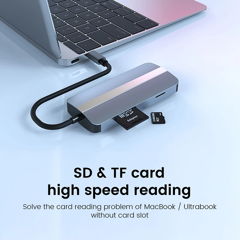 9in1 Type C Usb Hub Dock Station Splitter 3.0 2.0 RJ45 Vga Sd Tf Kaartlezer Pd 100W 87W Charger Hdmi-Compatibel Voor Laptop