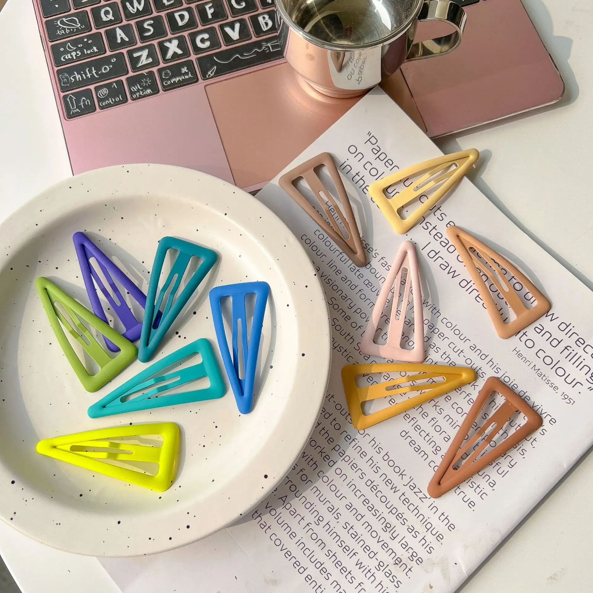 6pcs/set Korean Summer Candy Color Big Triangle Hair Pin for Kids Girls Colorful Headwear Girls Kids Hair Accessories