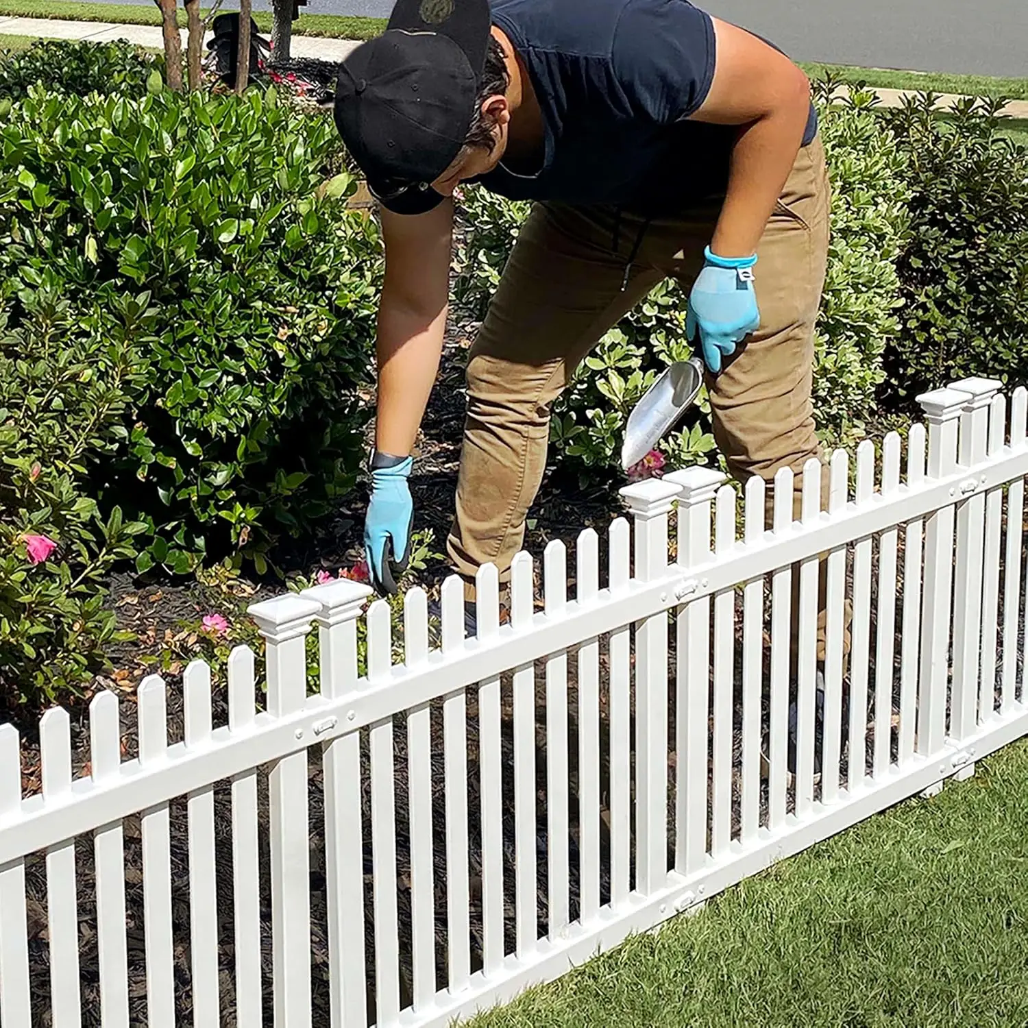2ftH 2ftW 3 Panels Garden Border Edging White Vinyl No Dig DIY Kit ZP19056