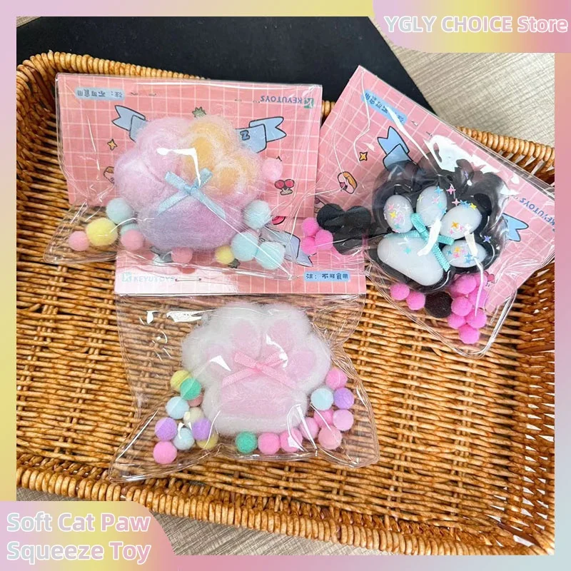 Dropshipping juguete antiestrés Mini juguetes blandos Kawaii felpa suave pata de gato cubo de silicona transparente alivio del estrés juguete para apretar