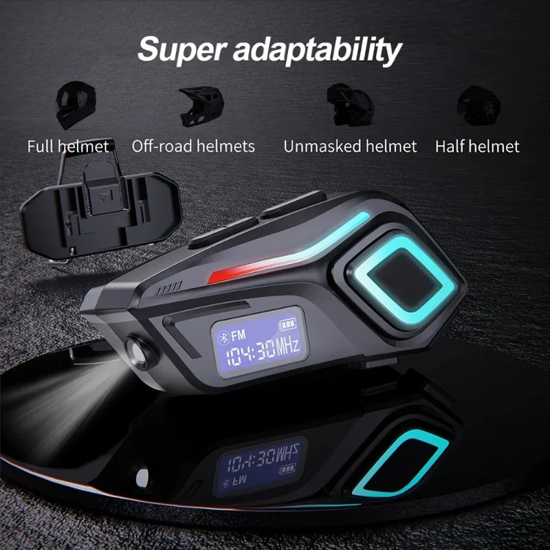 

K08 Гарнитура для мотоциклетного шлема Громкая связь Bluetooth 5,4 чип IPX8 Водонепроницаемый с FM-радио Беспроводные наушники для мотоцикла