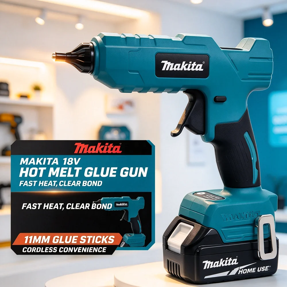 Makita Cordless Handheld Hot Melt Glue Gun with Anti-Scald Nozzle 18V Battery Compatible Electric Glue Gun for DIY Craft And Rep