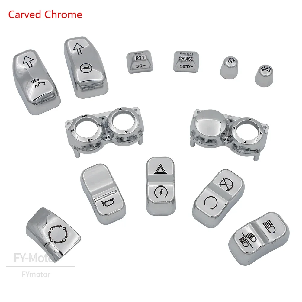 

Motorcycle Chrome Switch Cap Kit Housing Button Cover ABS For Harley Touring Electra Glide Street Glide FLHT FLHX FLHTK 14-21