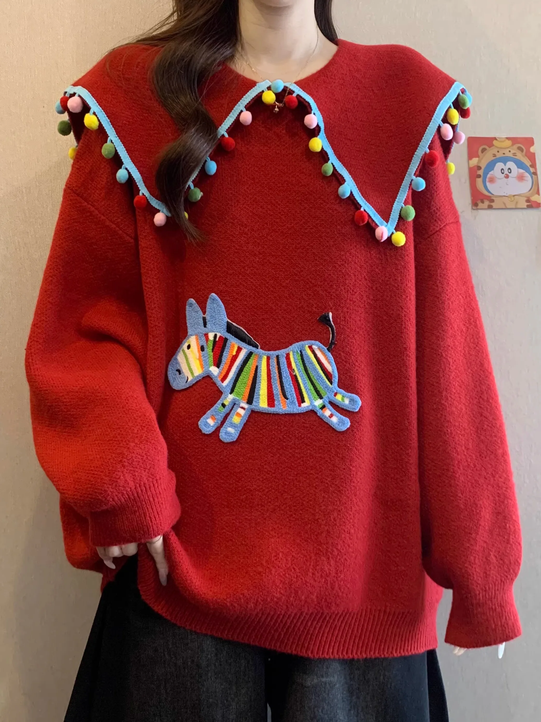 

Длинный вязаный свитер с кукольным воротником, женский зимний модный свитер больших размеров, модный антивозрастной, лидер продаж