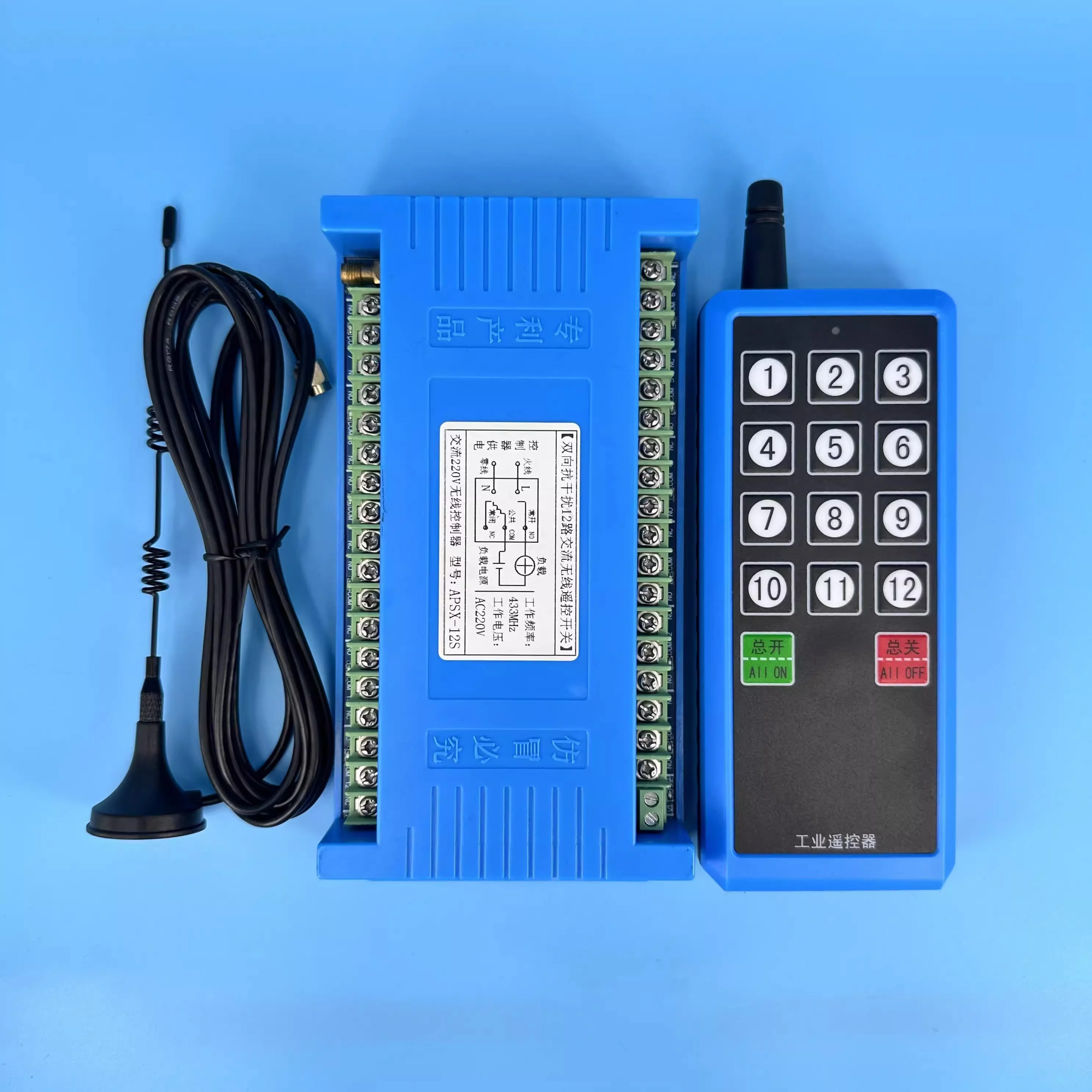 AC220V  10A  12 channel  RF Wireless Remote Control switch Industrial crane switch