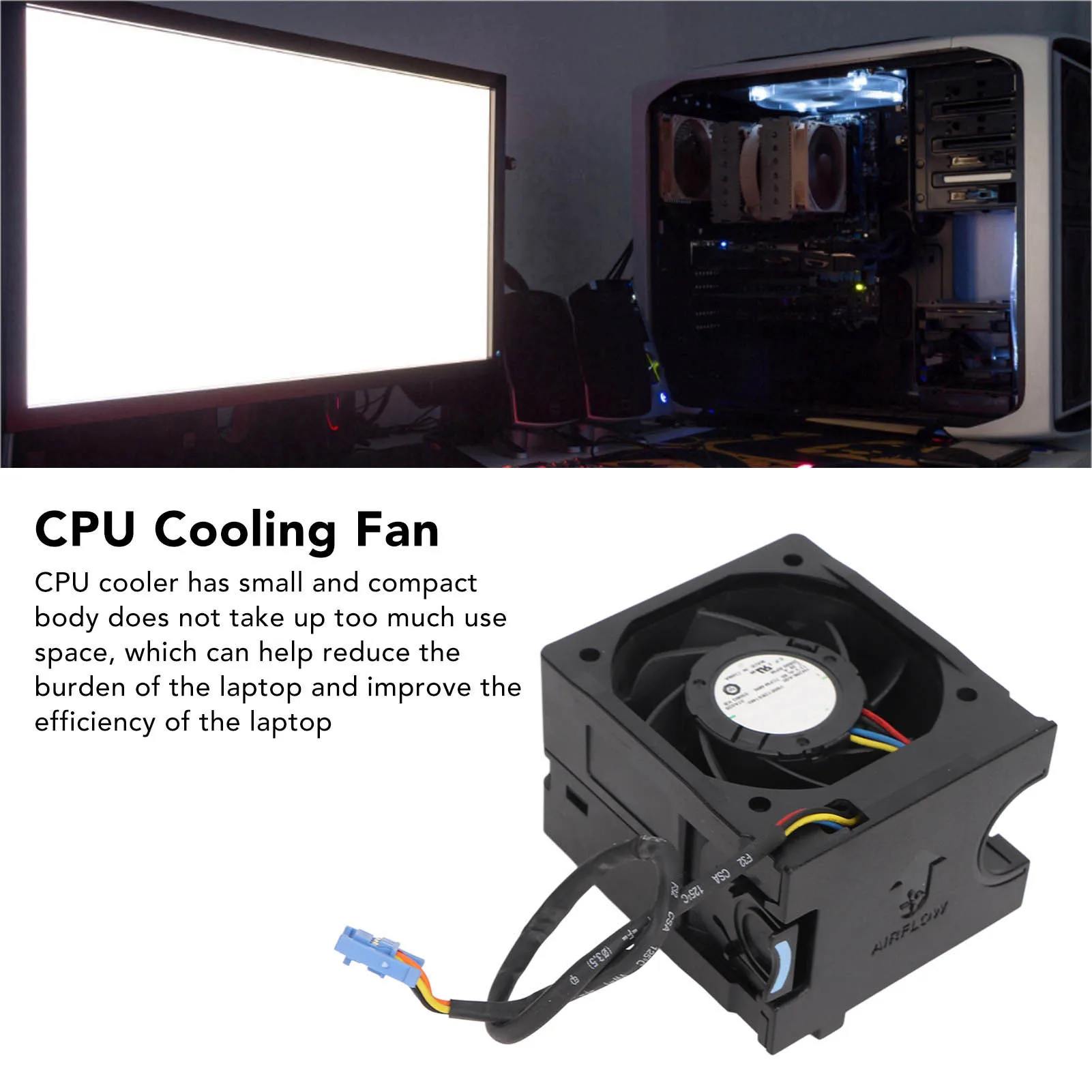 CPU Cooling Fan DC 12V 2.39A 20500RPM ABS Laptop CPU Cooler for Dell PowrEdge R540 R540XD R7415 Servers