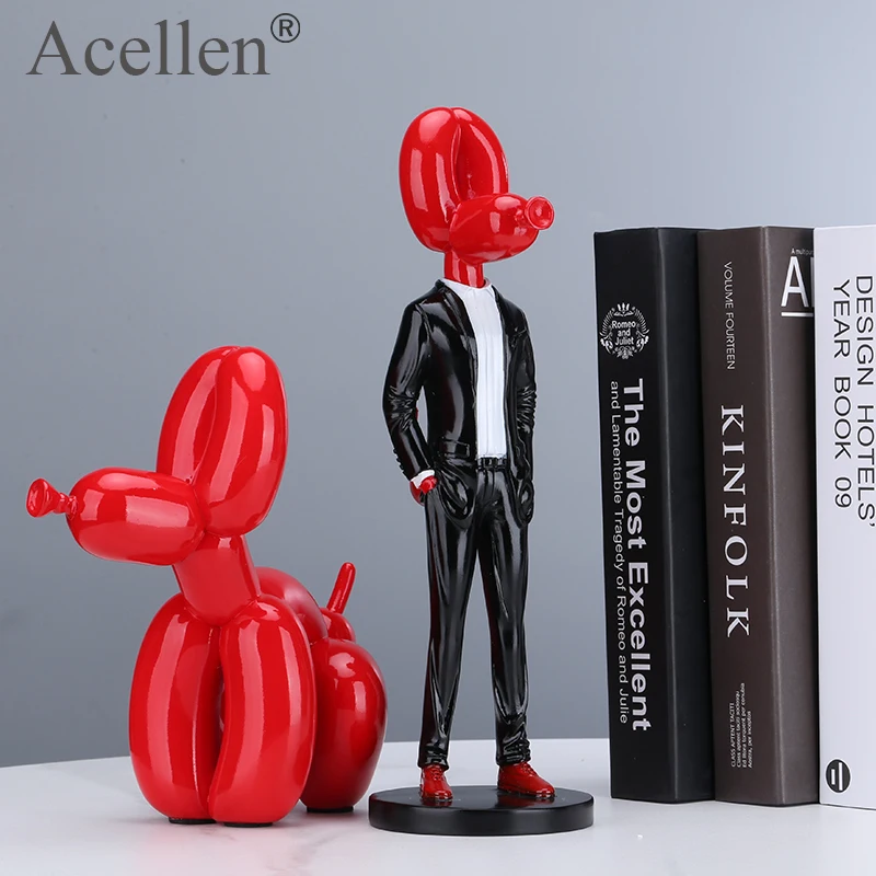 Gentleman Balloon Dog Statue, Resin Sculpture, Home Decor, Modern Nordic Home Decoration Accessories, Living Room Animal Figures