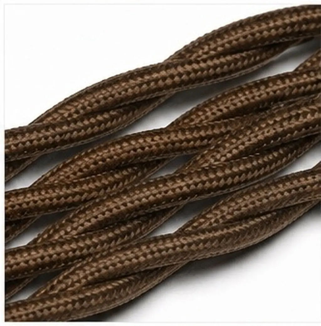 Vintage Braided Cloth Cord Replacement – Twisted Electrical Lamp Wire, Coffee Color, DIY Lamp Kit