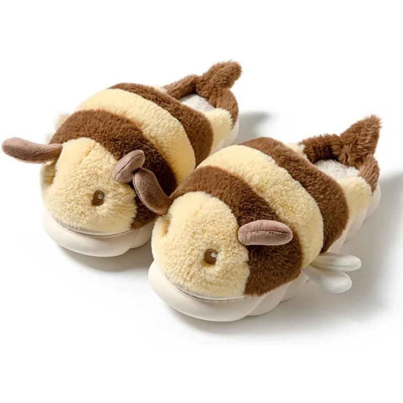 شباشب لطيفة على شكل نحلة: شباشب منزلية دافئة من القطيفة الناعمة للجنسين مريحة وغير قابلة للانزلاق للرجال والنساء #1