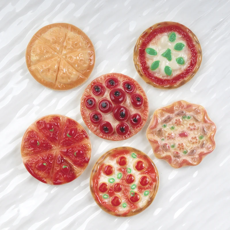 10/100pcs Miniatures Pizza Food Resin Dollhouse DIY Craft Scrapbooking Decorative Flatback Patch Material