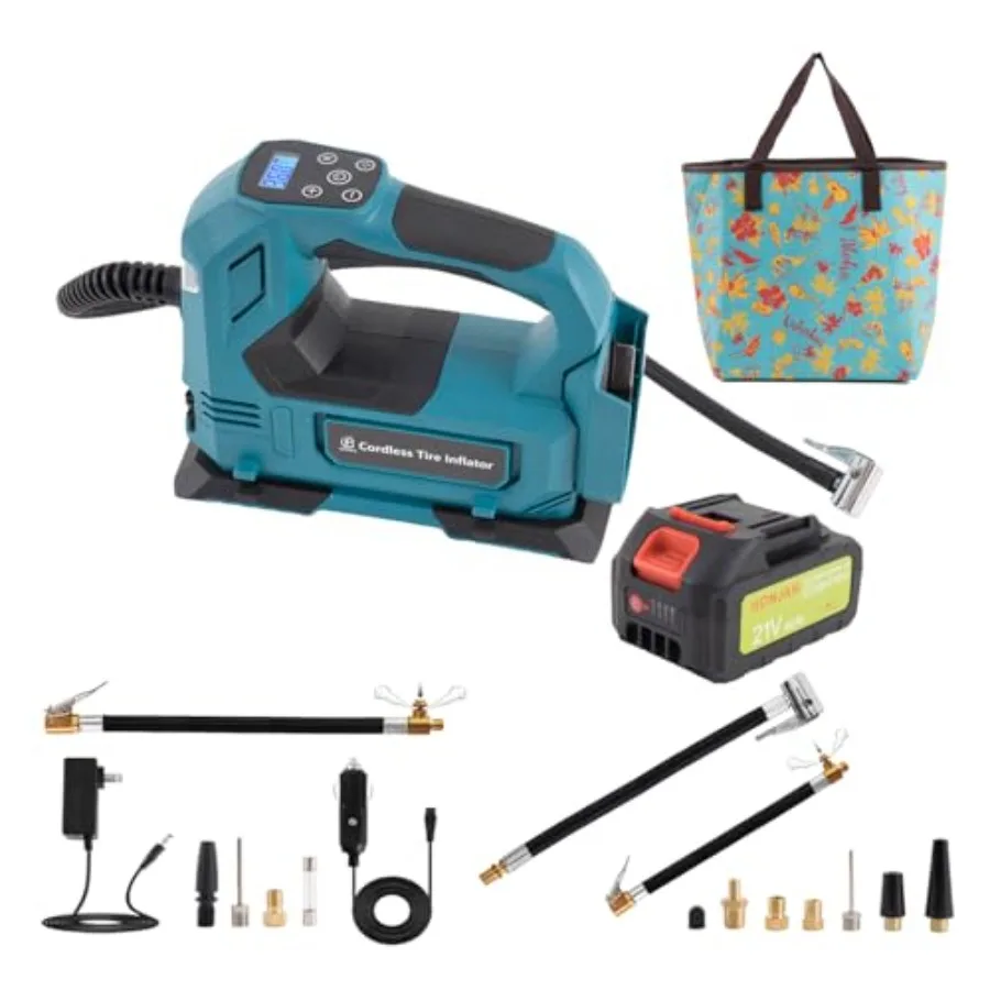 منفاخ الإطارات ضاغط الهواء المحمول مع مجموعة خراطيش الإطارات BlueNB 4A للتضخم السريع والفعال في حالات الطوارئ #1
