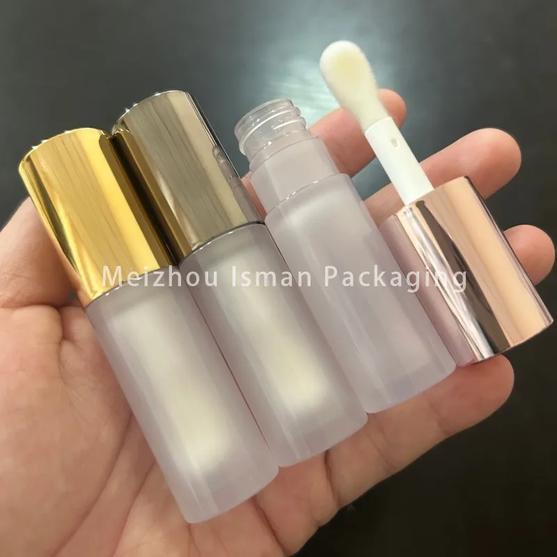 50 pz metallizzato oro rosa canna di fucile tappo 6 ml bottiglia di olio per labbra rotonda di lusso vuoto lucidalabbra bacchetta tubo grande pennello contenitore per smalto labbra