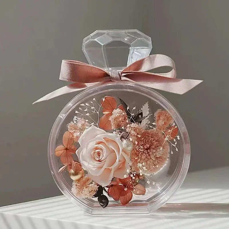 Perfume Bottle Portable Decoration Multipurpose Container Unique Acrylic Empty Bottle Perfume Dispenser Eternal Flower Bottle