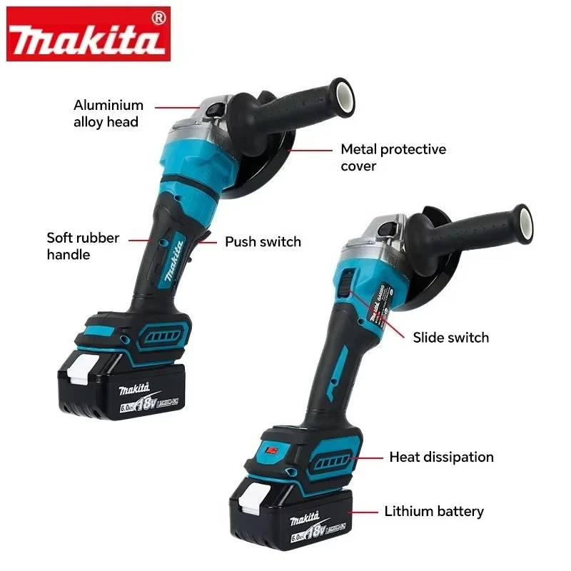 Makita GA035G Anti-slip Rubber Handle Lowers Vibration Fatigue During Long-time Workshop and Indoor Decoration Grindingworktools