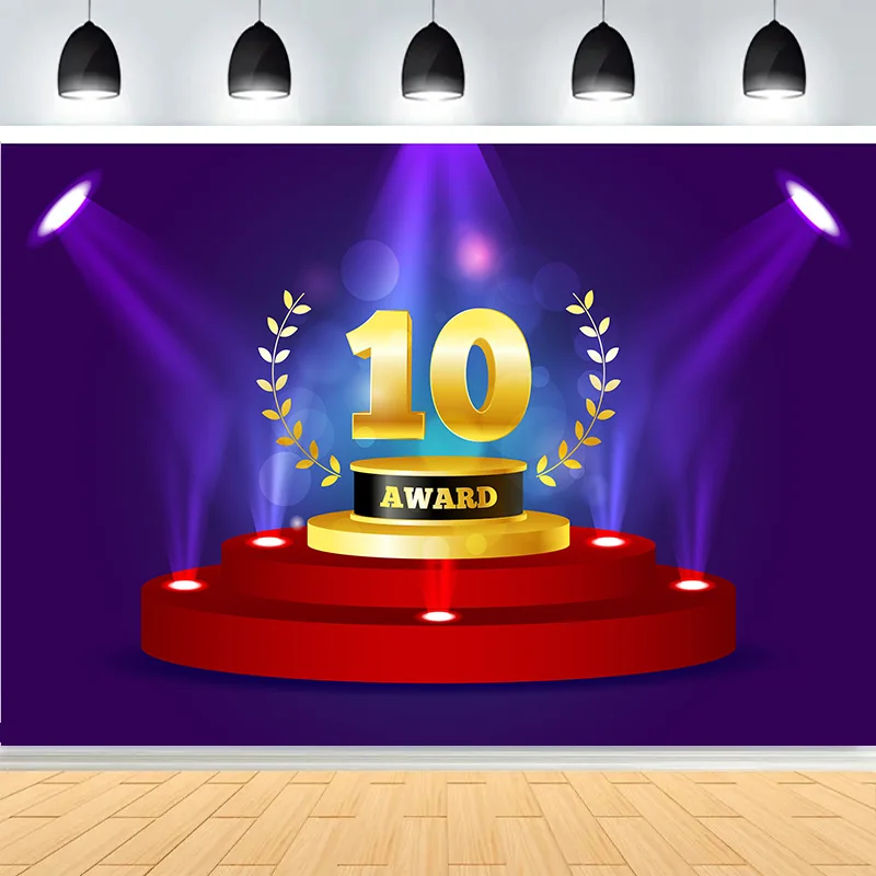 Red Carpet Stage Shining Spotlights Photography Backdrops Stair Lighting Bollywood Golden Regal Awards Photo Background WT-02