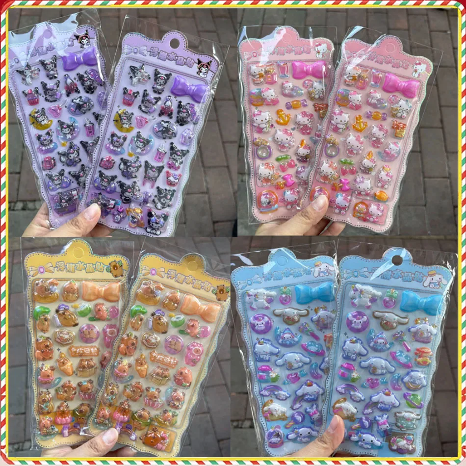 * 4 قطعة عصا الكرتون المختلطة كابيبارا كورومي بلدي ليتل المهر ثلاثية الأبعاد ستيريو كريستال ملصق كتيب DIY بها بنفسك المواد الأطفال ملصق #1