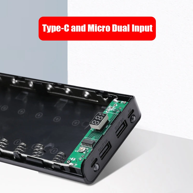 DIY Shell 8*18650 Battery Power Bank Dual USB For Phone Charging 18650 Battery Storage Box Case Without Battery