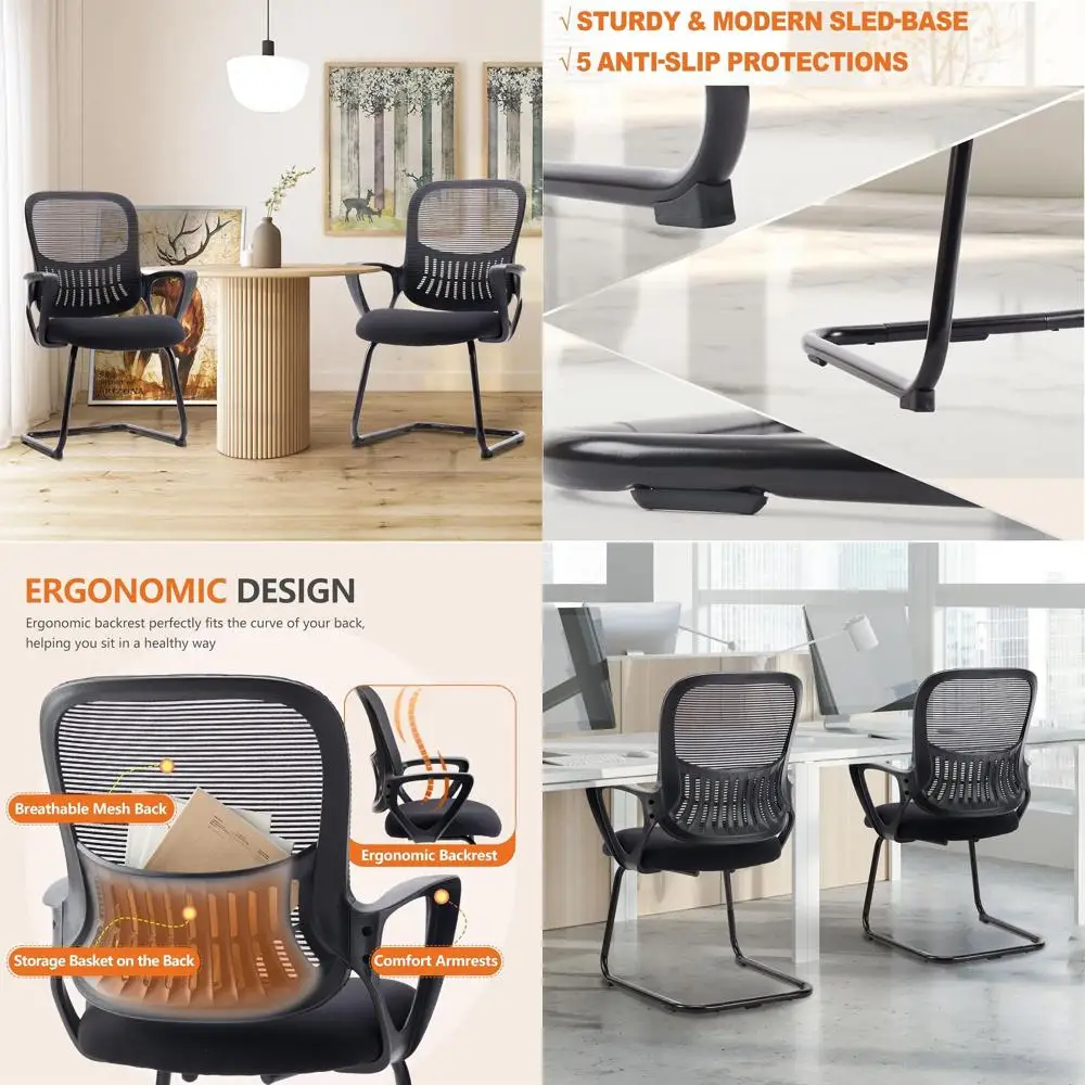 

Стационарное офисное кресло без колес, с сетчатой спинкой, боковой подставкой для ног и поясничной опорой, для зоны ожидания или конференций