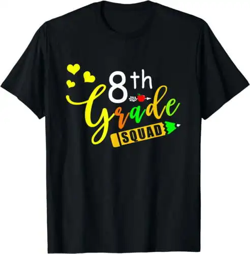 Team 8th Eighth Grade Squad Teacher Back To School Funny T-Shirt Black