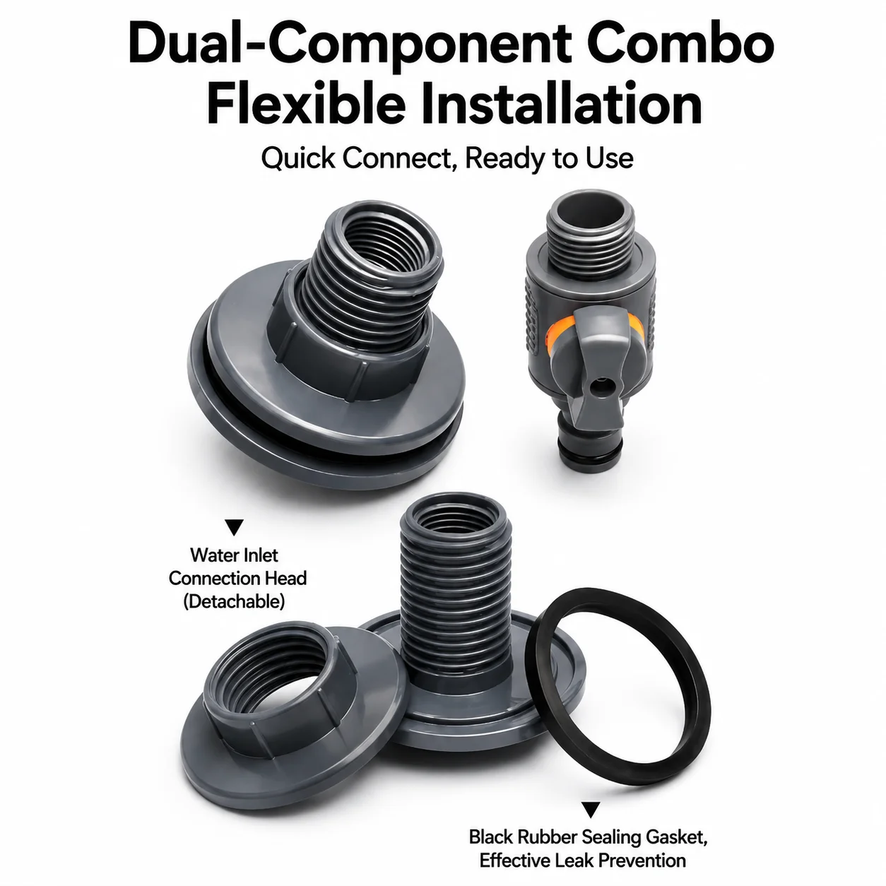 PVC IBC Water Tank Adapter,Quick Connect Garden Hose Nipple Fitting,Rain Barrel Spigot Connector,Rainwater Harvesting Irrigation