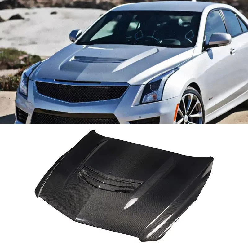 Cappa in fibra di carbonio di seconda generazione per Cadillac ATS-L V reale modificata Nuova condizione con cappe motore a clip incluse